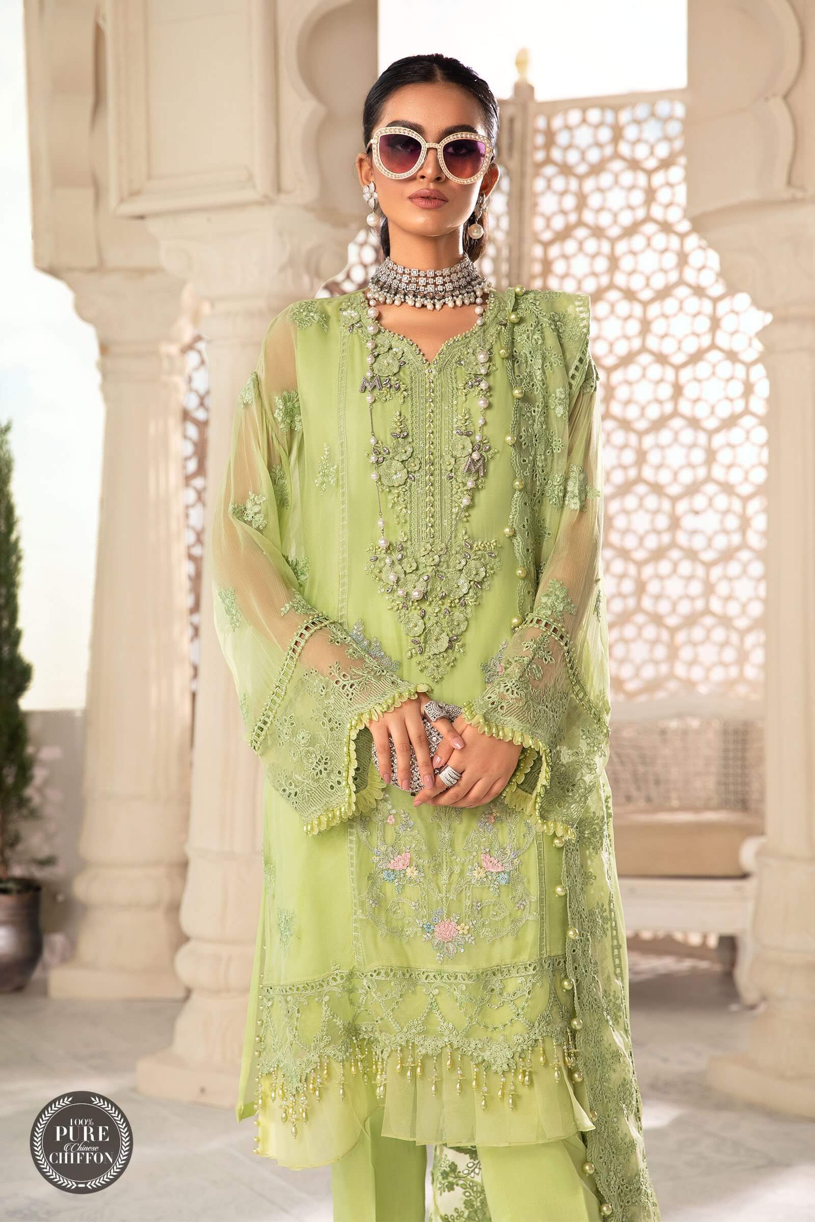 MariaB – Chiffon – MPC-22-207-Lime Green - House Of Hania