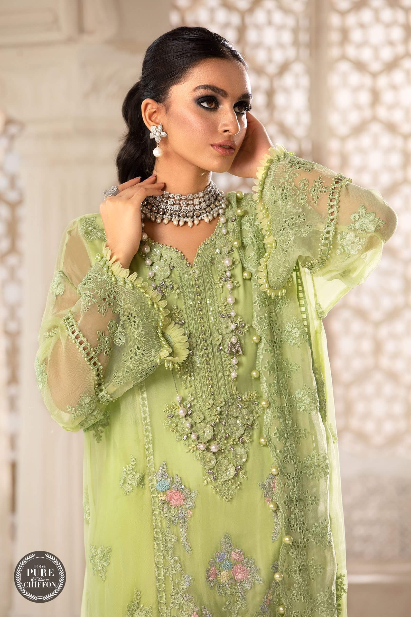 MariaB – Chiffon – MPC-22-207-Lime Green - House Of Hania