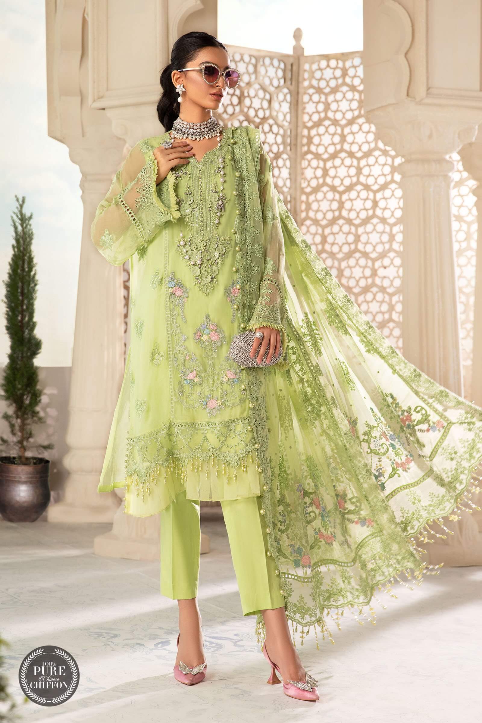 MariaB – Chiffon – MPC-22-207-Lime Green - House Of Hania