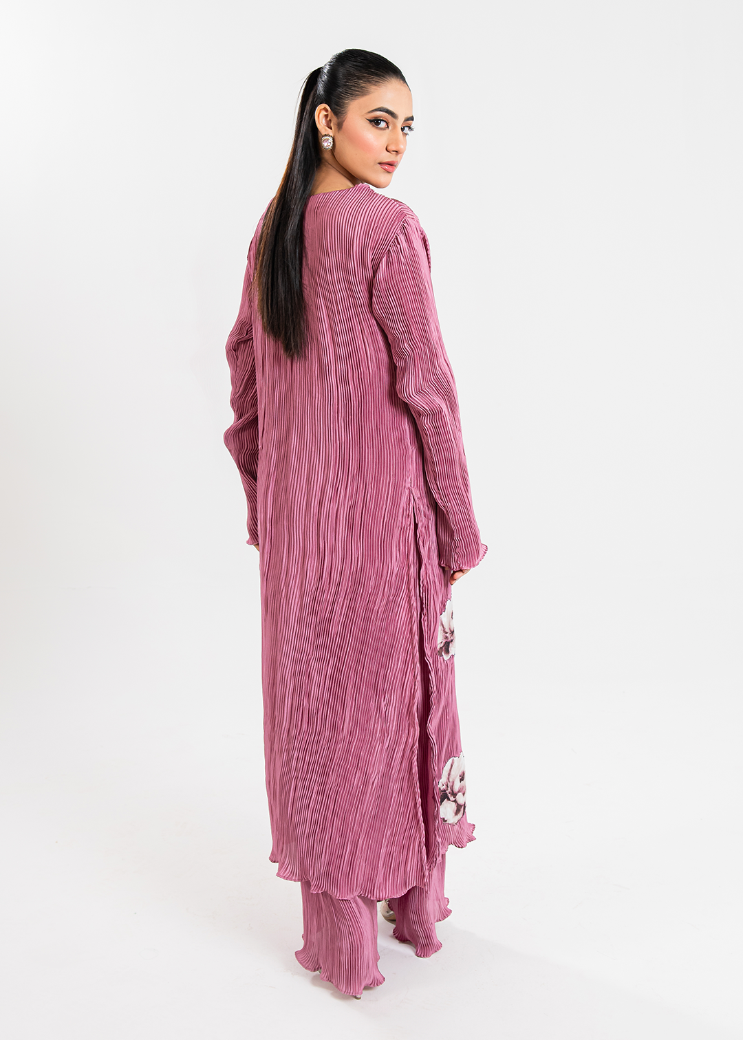 Maria Osama Khan | Claire Pleated Silk | Rosy - House Of Hania