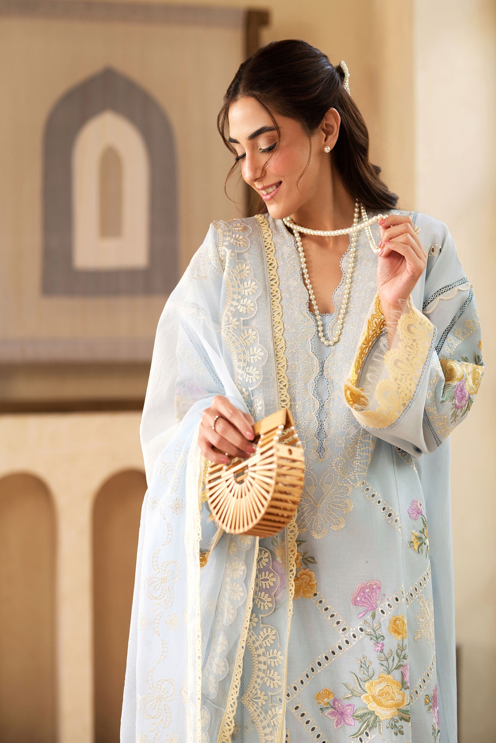 Maryam Hussain | Luxury Lawn 25 | Ocean - House Of Hania