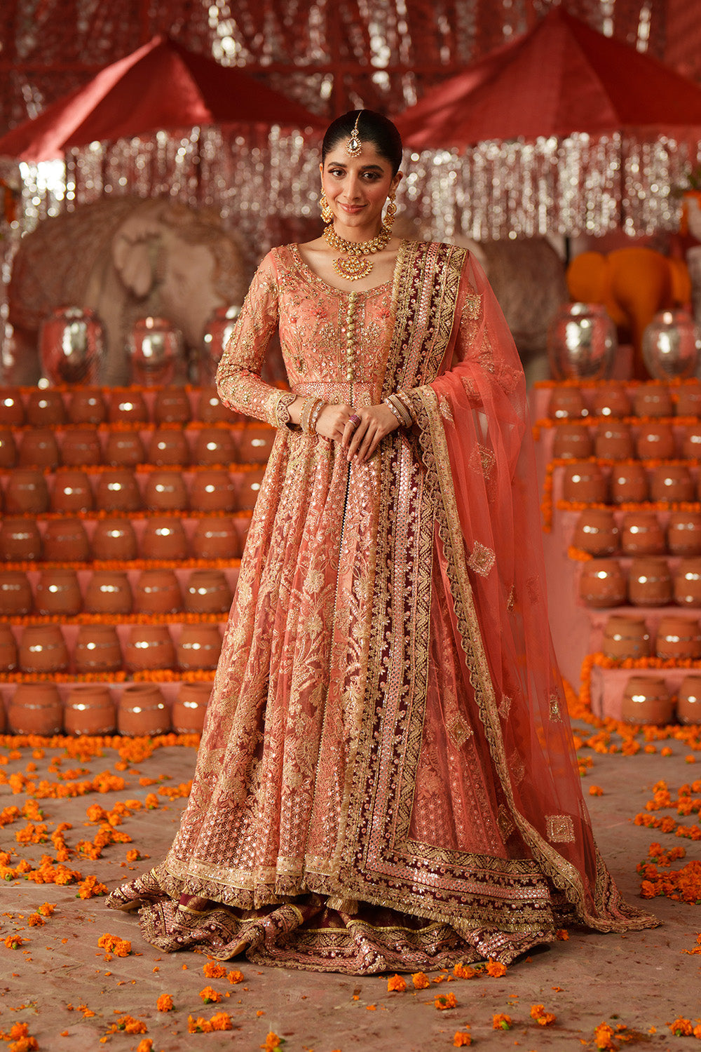 Maryum N Maria | Husn Wedding Formals | KUNDAN CORAL - MWS5638 - House Of Hania