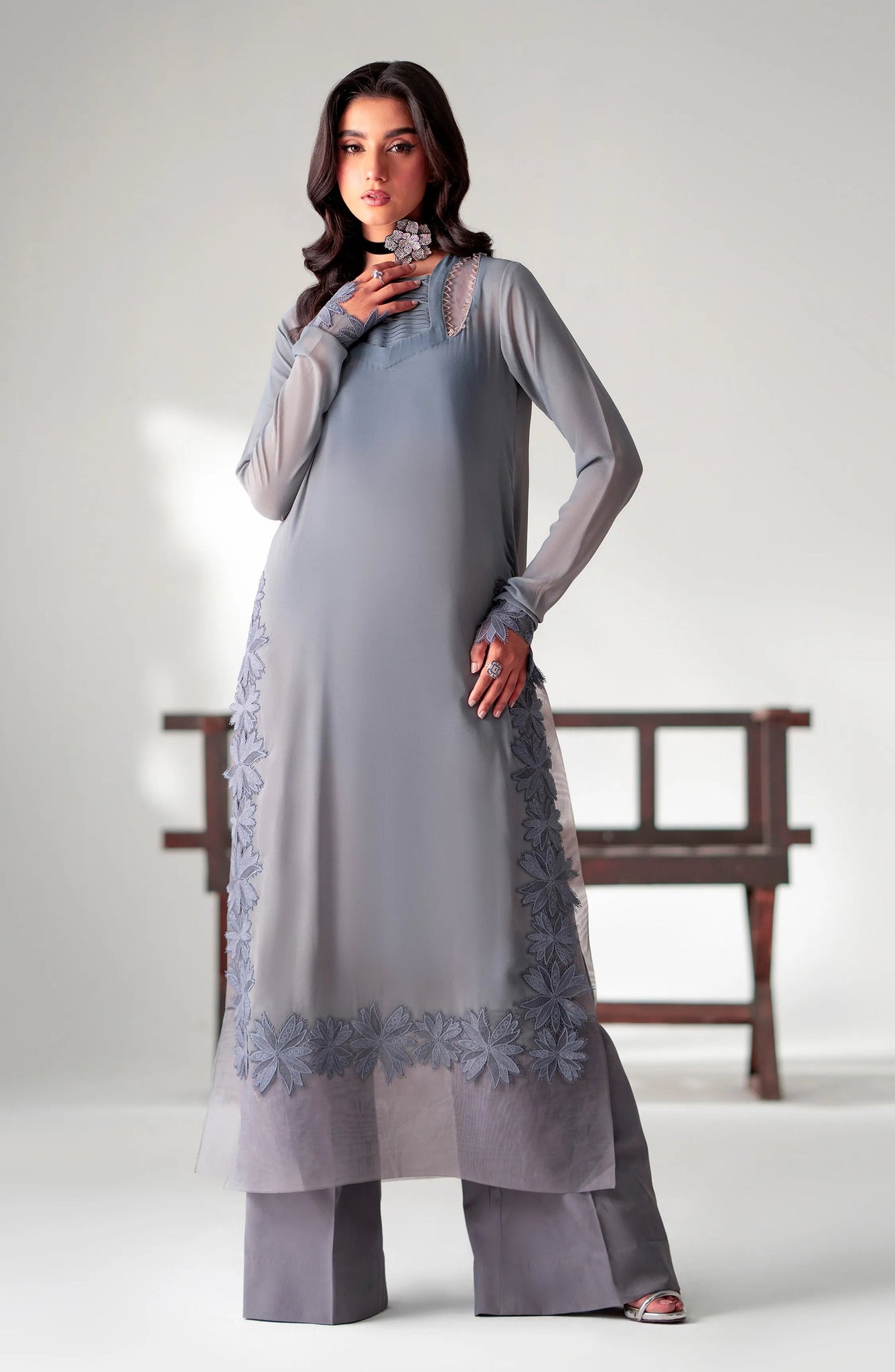 Maryum N Maria | Luxury Pret 24 | MS-24206 - GREY - ALIZÉE - House Of Hania