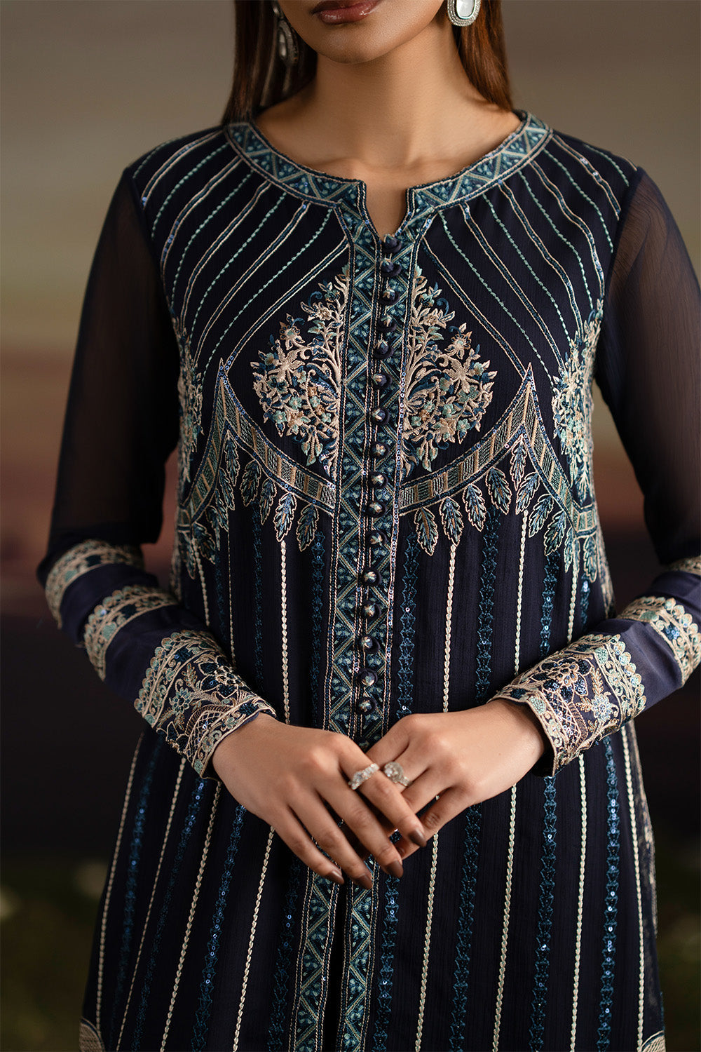 Maryum N Maria | Luxury Stitched | 3-Piece-Embroiderd-Chiffon INDU - FWU5706 - House Of Hania