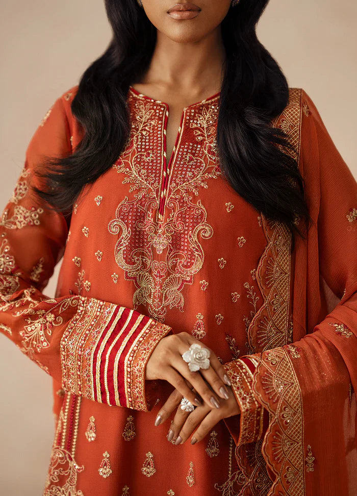 Maryum N Maria | Mehrun | 3 Piece Embroidered Chiffon ROYA - FSU5610 - House Of Hania