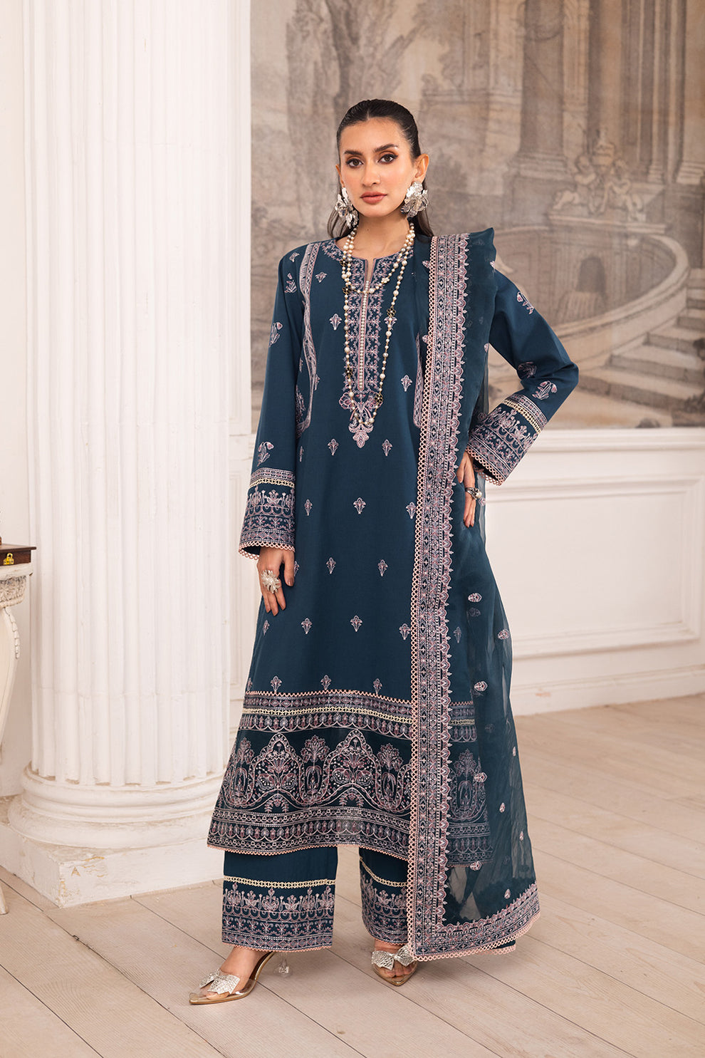 Maryum N Maria | Mira Luxury Lawn | FIROUZEH - FS50101 - House Of Hania