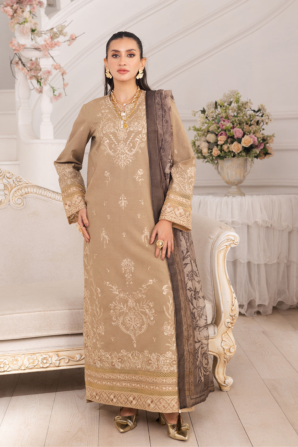 Maryum N Maria | Mira Luxury Lawn | LEYLA - FS50105 - House Of Hania