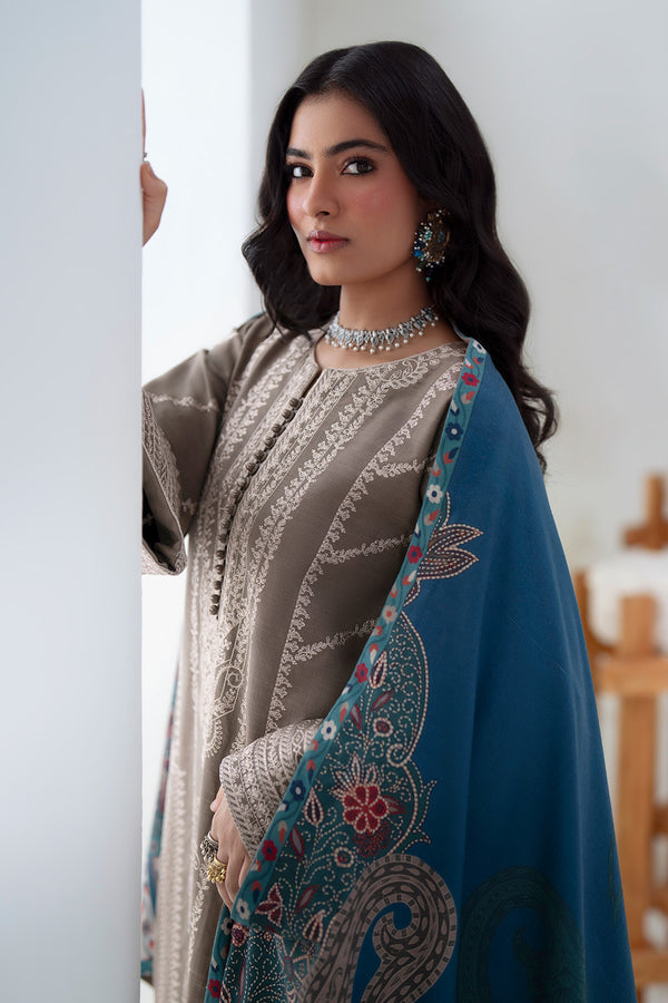 Maryum N Maria | Noore Winters 25 | 3 Piece Embroidered Khaddar ANGEZA - FSU5679 - House Of Hania