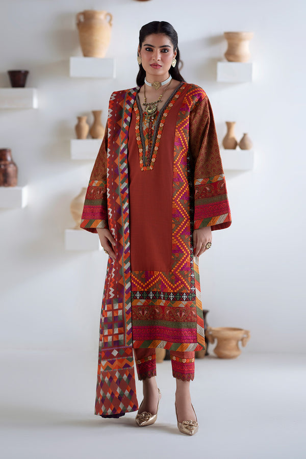 Maryum N Maria | Noore Winters 25 | 3 Piece Embroidered Khaddar BADRAI - FSU5673 - House Of Hania