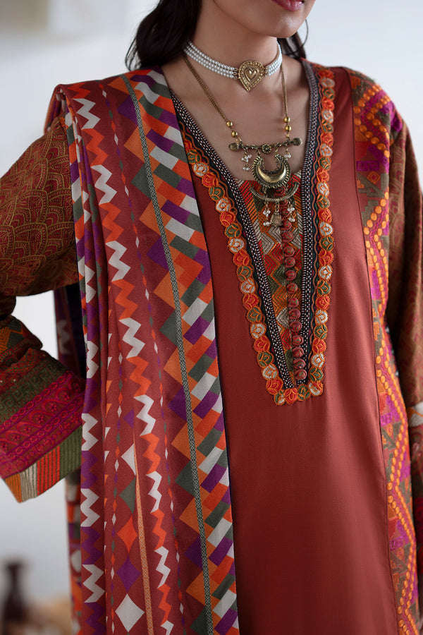 Maryum N Maria | Noore Winters 25 | 3 Piece Embroidered Khaddar BADRAI - FSU5673 - House Of Hania