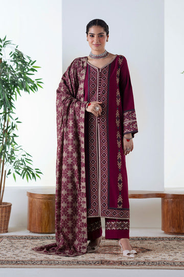Maryum N Maria | Noore Winters 25 | 3 Piece Embroidered Khaddar MALALAI - FSU5670 - House Of Hania