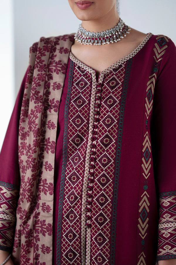 Maryum N Maria | Noore Winters 25 | 3 Piece Embroidered Khaddar MALALAI - FSU5670 - House Of Hania