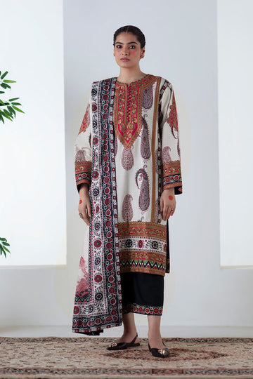 Maryum N Maria | Noore Winters 25 | 3 Piece Embroidered Khaddar ZOHAL - FSU5678 - House Of Hania