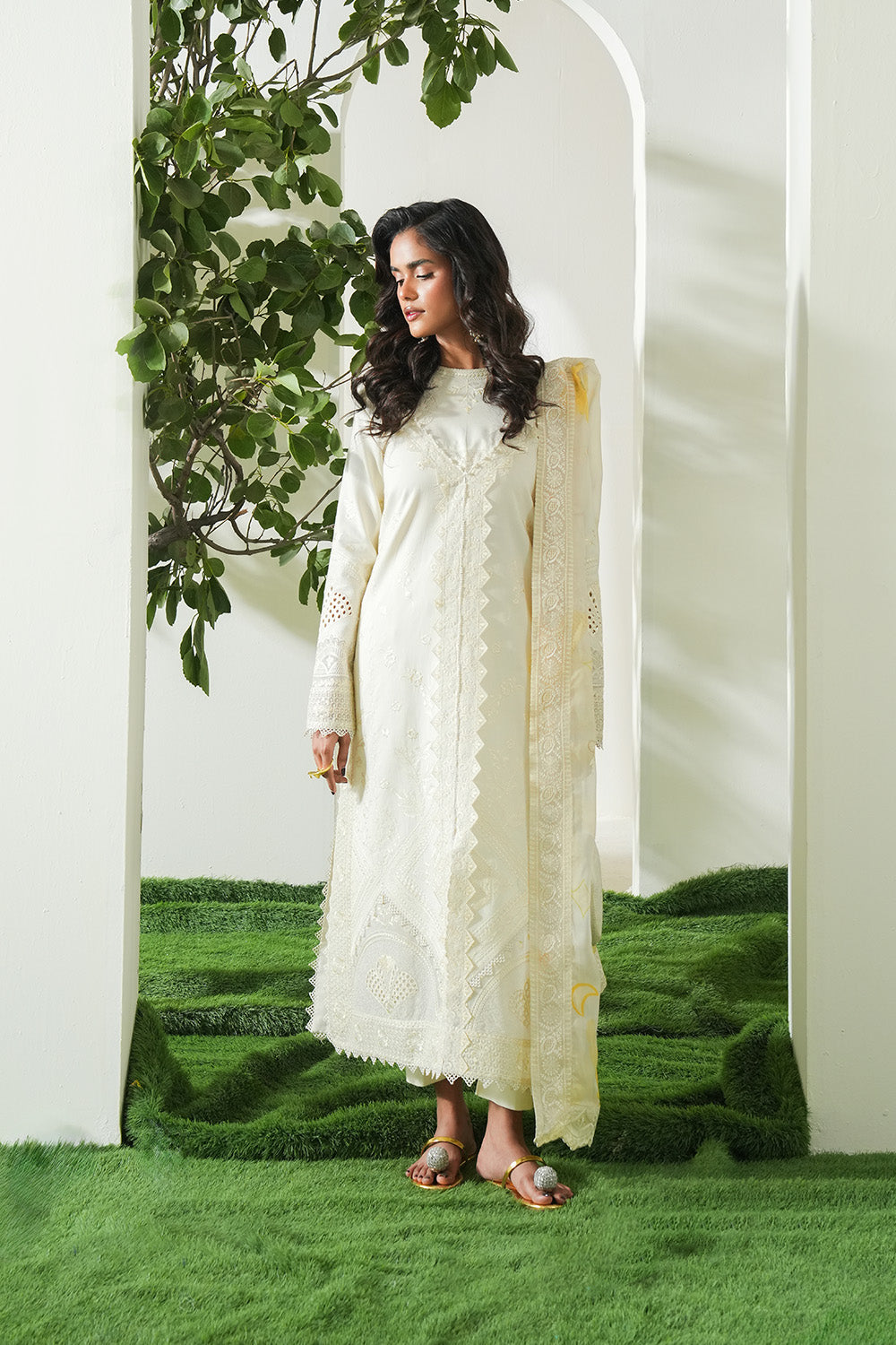 Maryum N Maria | Soiree Lawn | Lime - House Of Hania