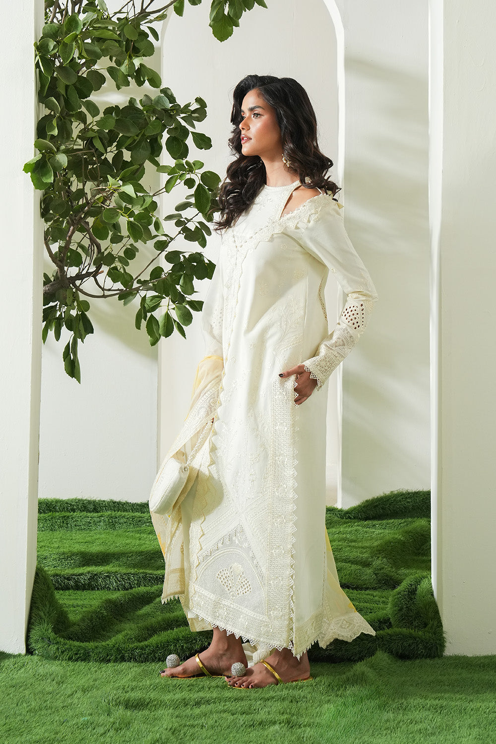 Maryum N Maria | Soiree Lawn | Lime - House Of Hania
