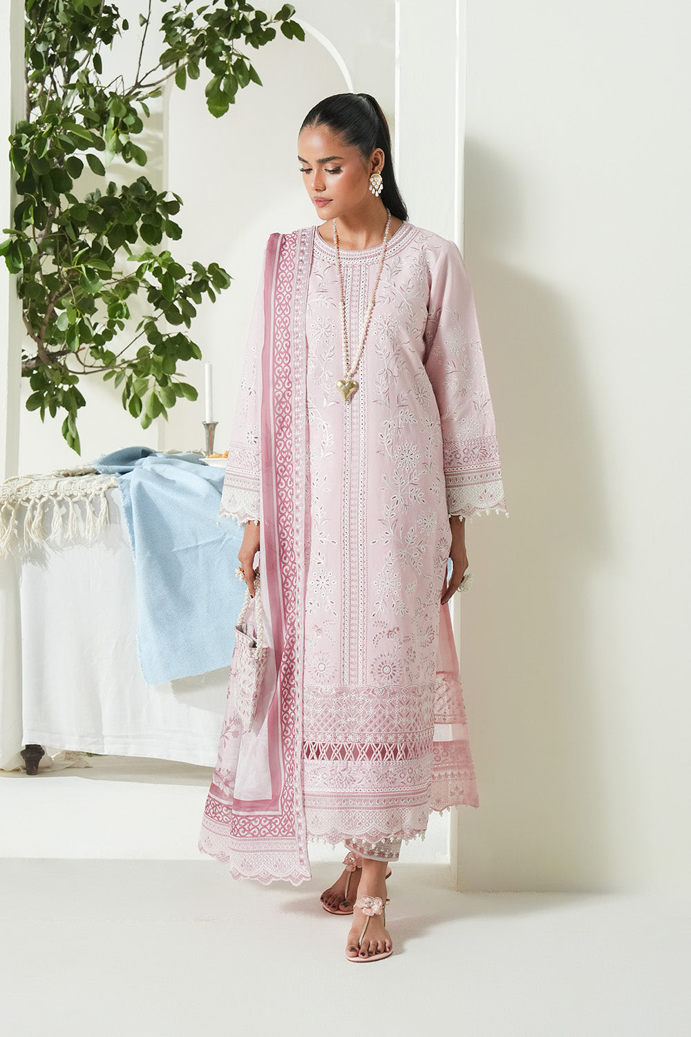 Maryum N Maria | Soiree Lawn | Salmon - House Of Hania