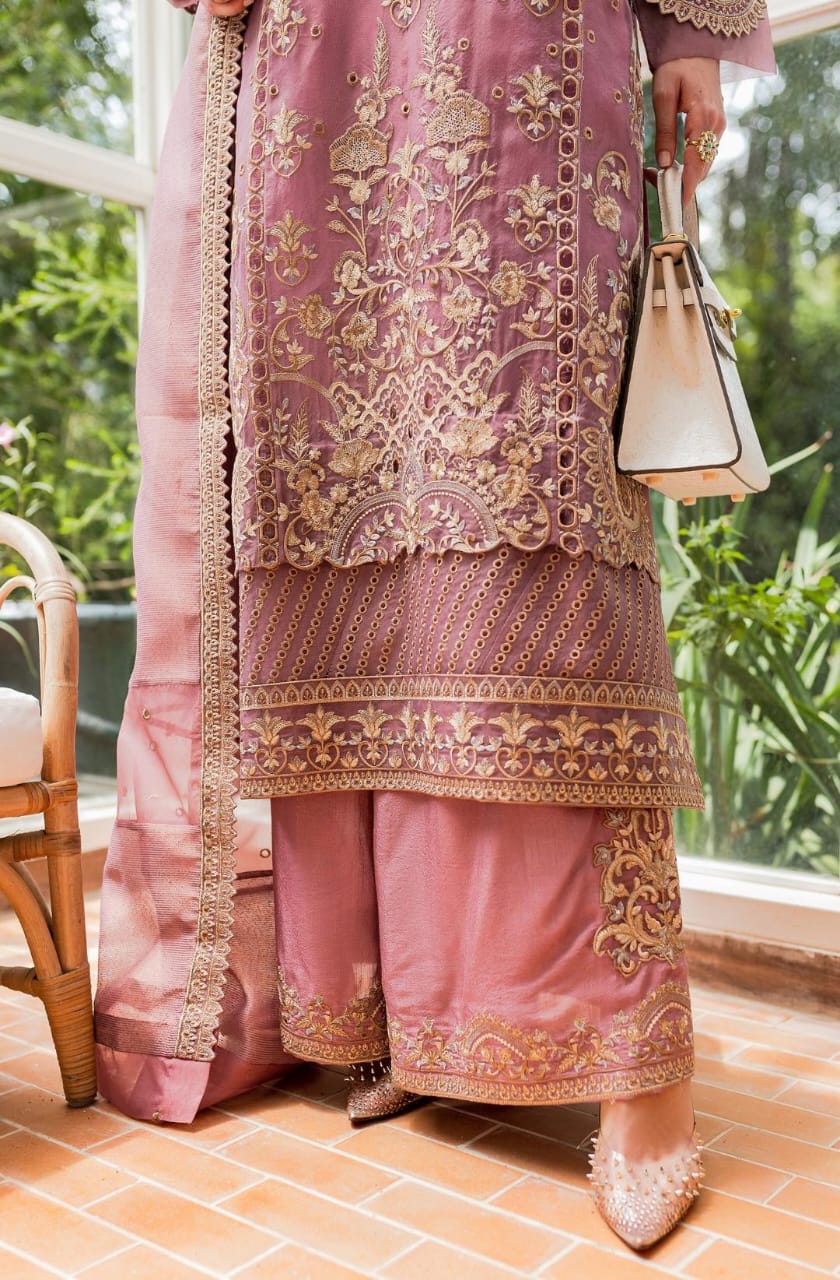 Maryum N Maria | Sorina Luxury Chiffon 23 | Dusty Rose (MW23-509) - House Of Hania