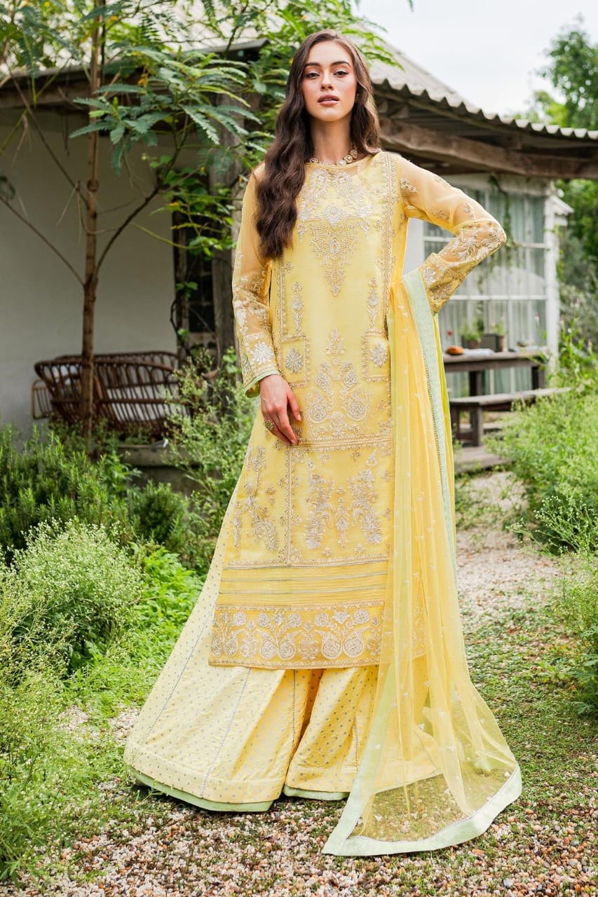 Maryum N Maria | Sorina Luxury Chiffon 23 | Lemon Zest (MW23-508) - House Of Hania
