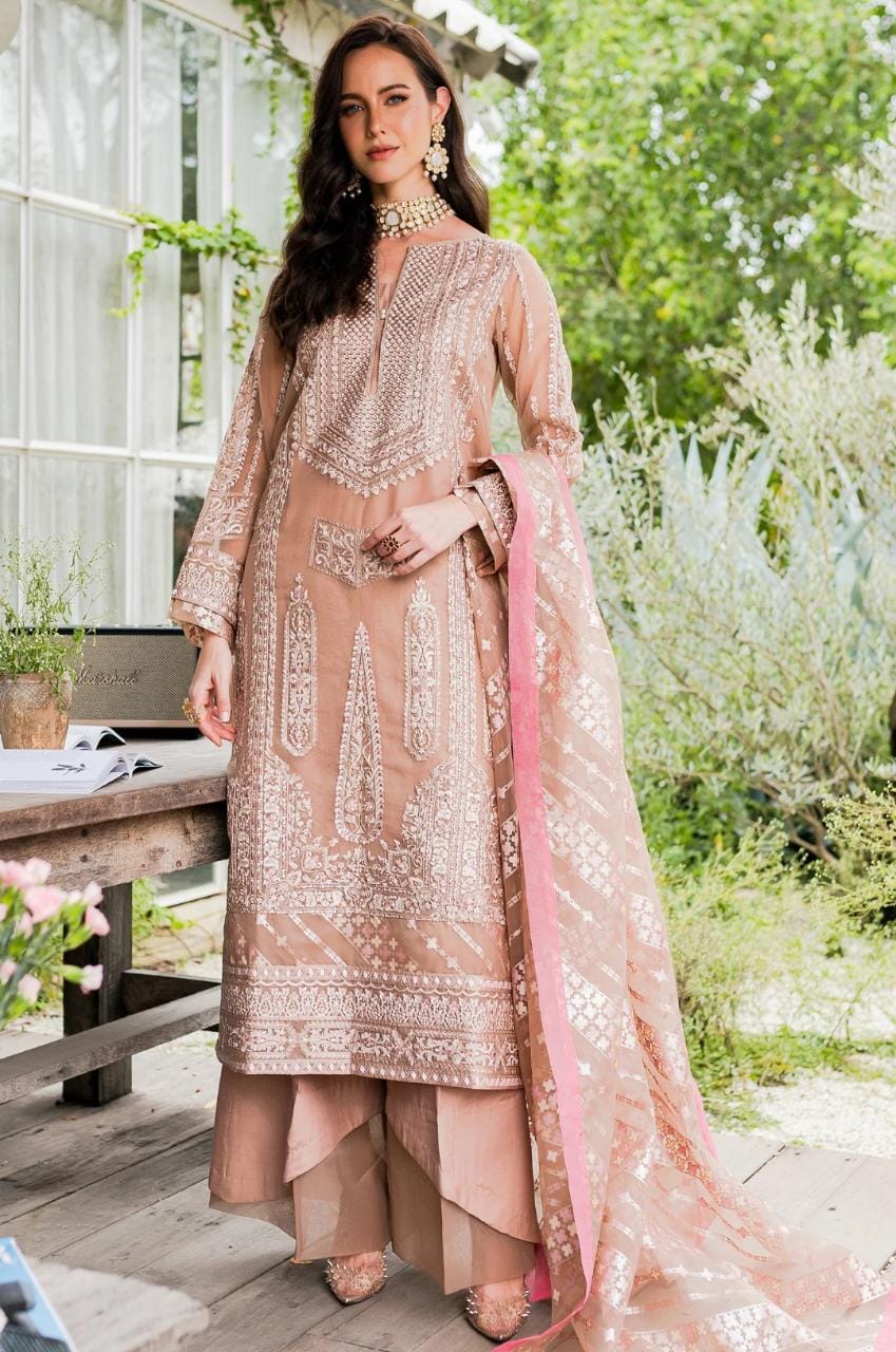 Maryum N Maria | Sorina Luxury Chiffon 23 | Peach Beige (MW23-503) - House Of Hania