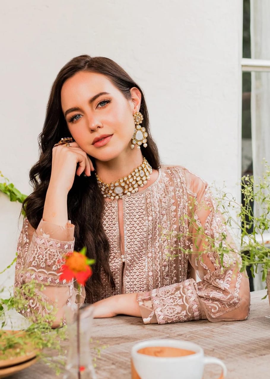 Maryum N Maria | Sorina Luxury Chiffon 23 | Peach Beige (MW23-503) - House Of Hania