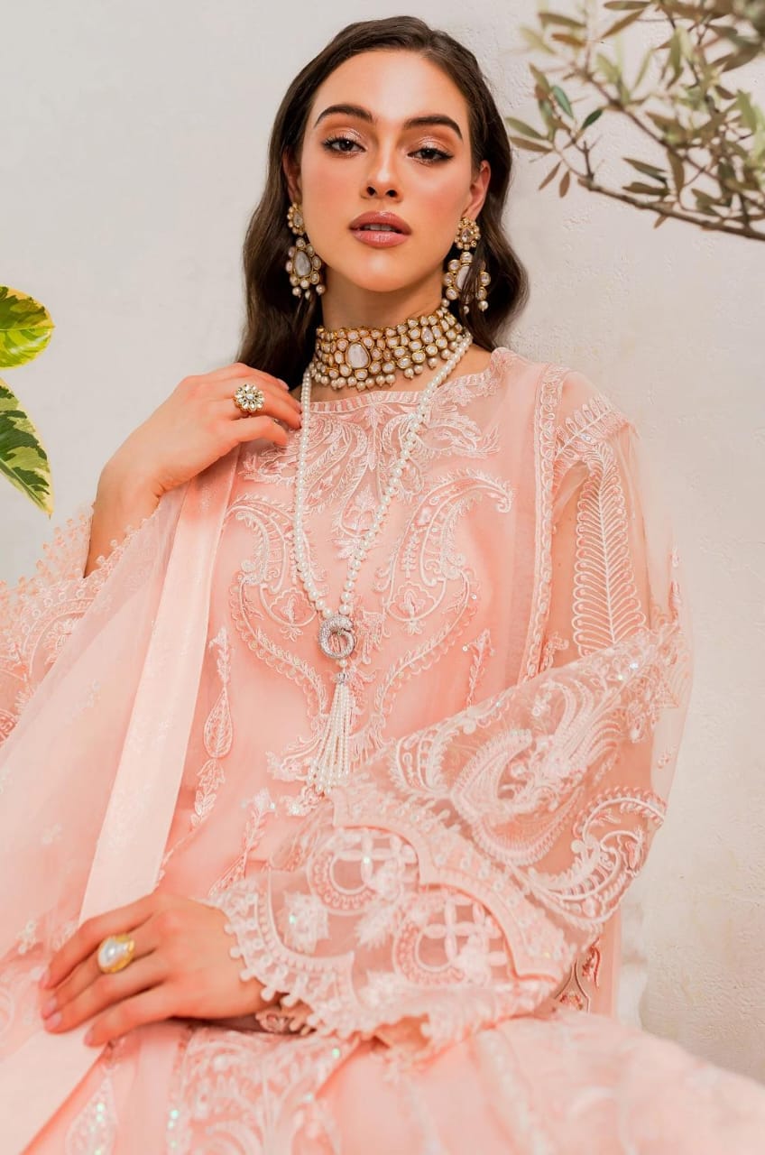 Maryum N Maria | Sorina Luxury Chiffon 23 | Peach Parfait (MW23-505) - House Of Hania