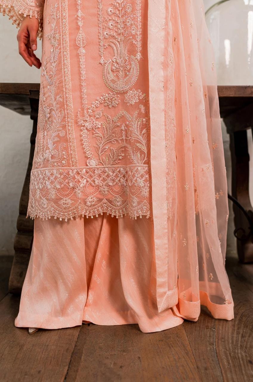 Maryum N Maria | Sorina Luxury Chiffon 23 | Peach Parfait (MW23-505) - House Of Hania