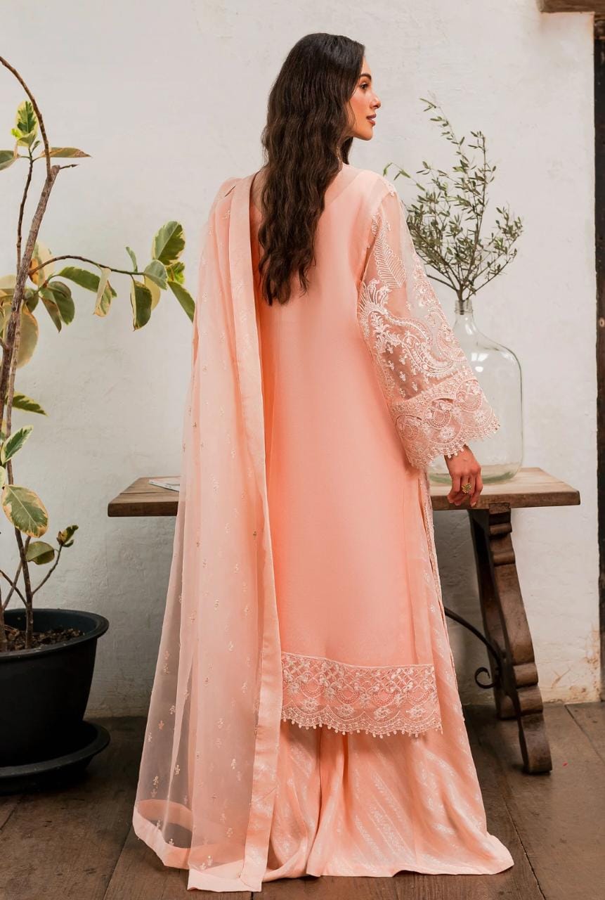 Maryum N Maria | Sorina Luxury Chiffon 23 | Peach Parfait (MW23-505) - House Of Hania