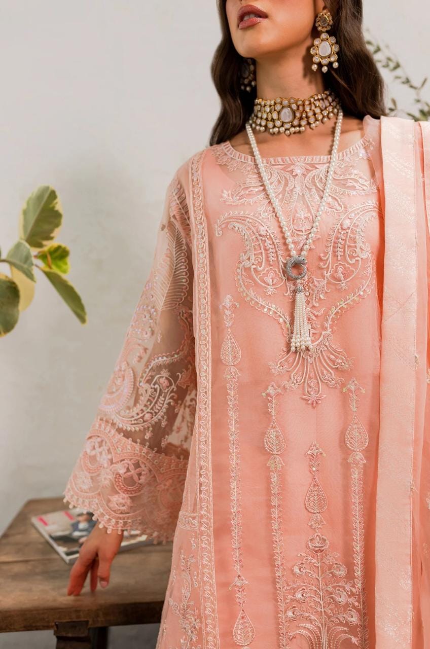Maryum N Maria | Sorina Luxury Chiffon 23 | Peach Parfait (MW23-505) - House Of Hania