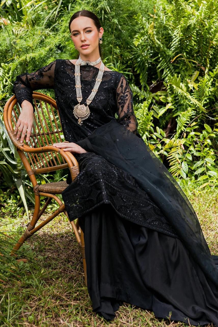 Maryum N Maria | Sorina Luxury Chiffon 23 | Raven (MW23-507) - House Of Hania