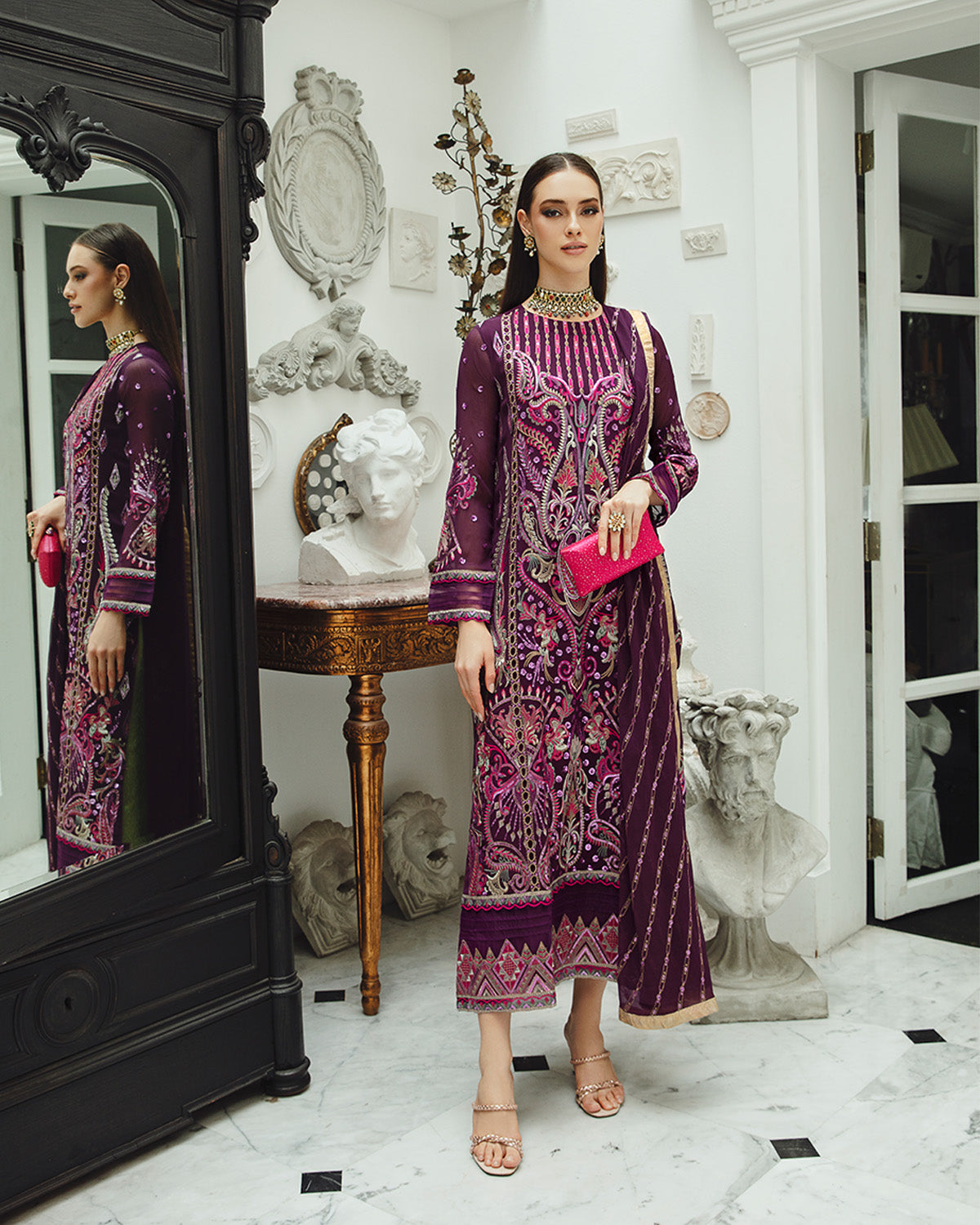 Maryum n Maria | Freesia Ariya Formals | SW23-502 - PLUM - Roshan - House Of Hania
