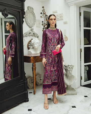 Maryum n Maria | Freesia Ariya Formals | SW23-502 - PLUM - Roshan - House Of Hania