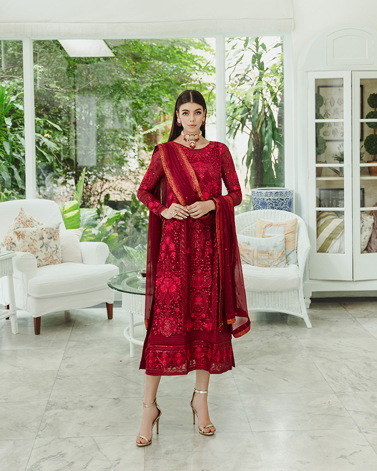 Maryum n Maria | Freesia Ariya Formals | SW23-506 - Crimson - Shadi - House Of Hania