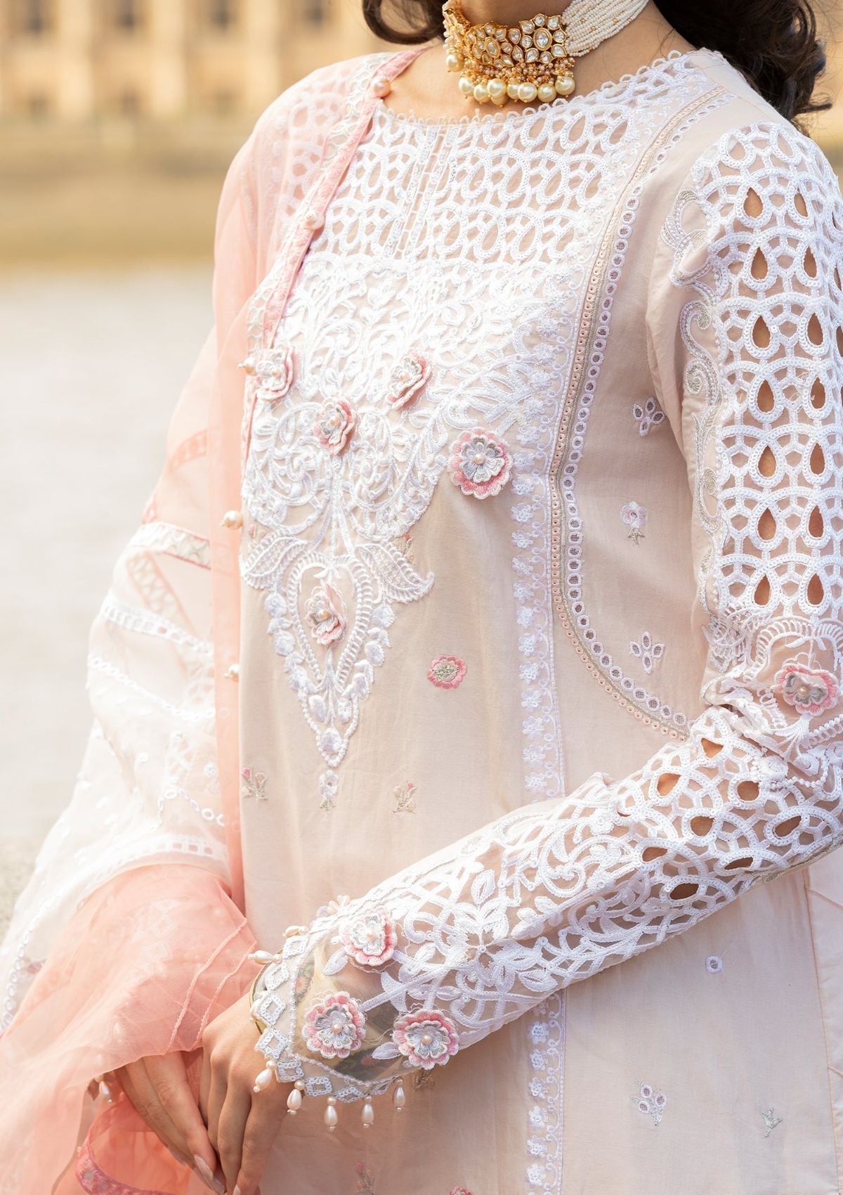 Meem | Luxury Eid Lawn 24 | MD-02 LIGHT PINK - House Of Hania