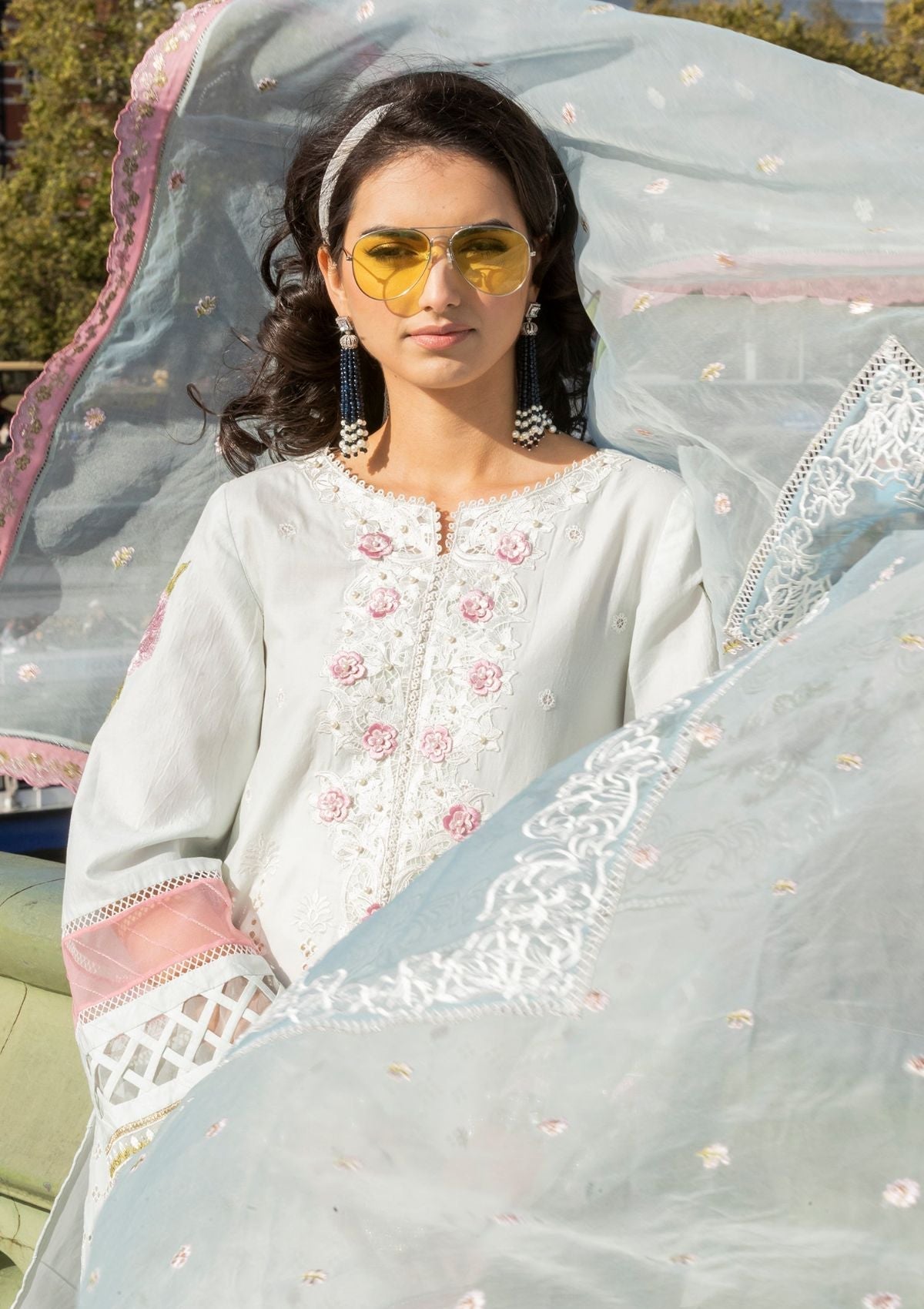 Meem | Luxury Eid Lawn 24 | MD-09 LIGHT BLUE - House Of Hania