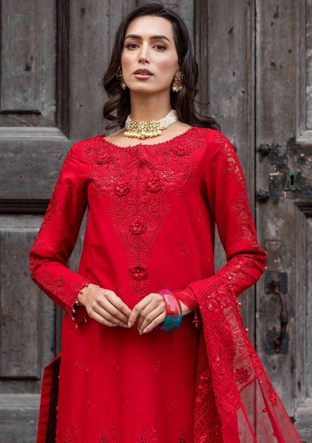 Meem | Luxury Eid Lawn 24 | MD-10 RED - House Of Hania