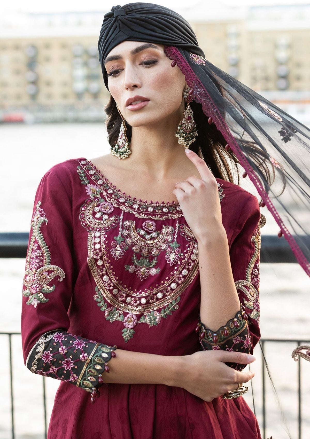 Meem | Luxury Eid Lawn 24 | MD-11 MAROON - House Of Hania
