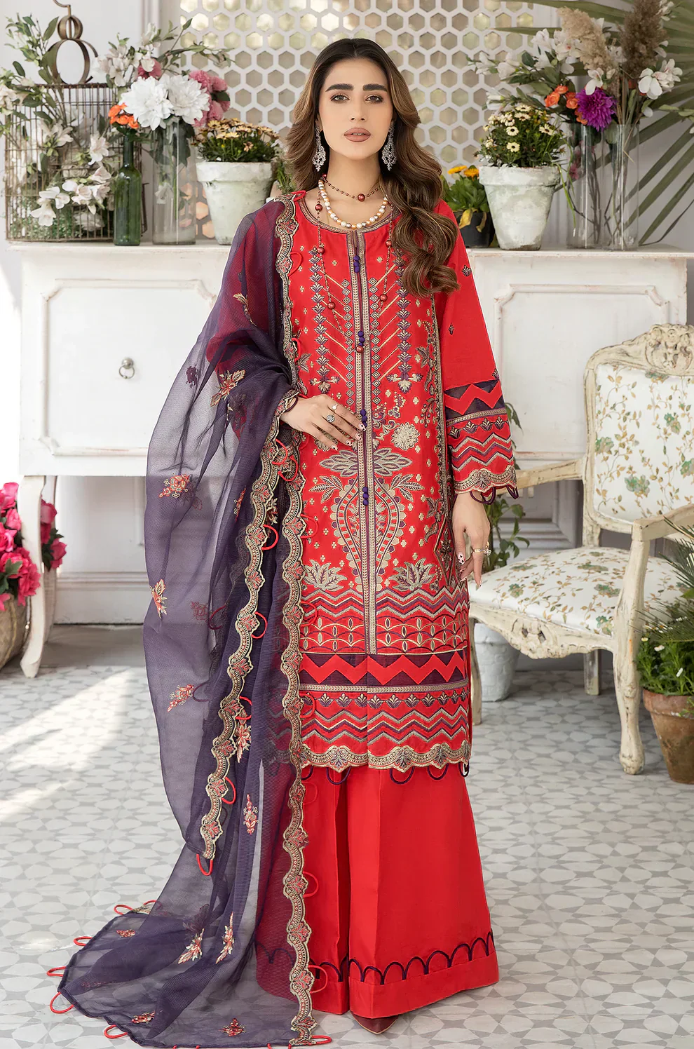 Mohagni | Muntazir Luxury Lawn 24 | AM-10 - House Of Hania