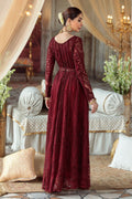 Motifz-2776-MAROON EMBROIDERED SILK NET FABRIC - House Of Hania