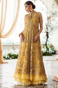 Motifz-2780-YELLOW EMBROIDERED SILK NET FABRIC - House Of Hania