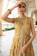 Motifz-2780-YELLOW EMBROIDERED SILK NET FABRIC - House Of Hania