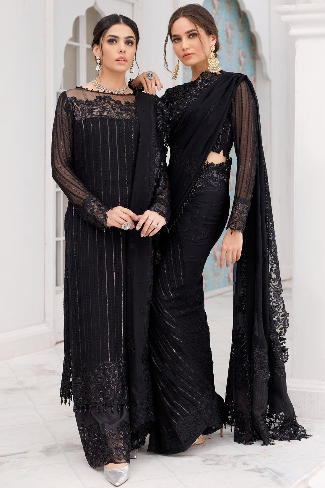 Motifz-3463-OPAL EMBROIDERED BEMBERG CHIFFON - House Of Hania