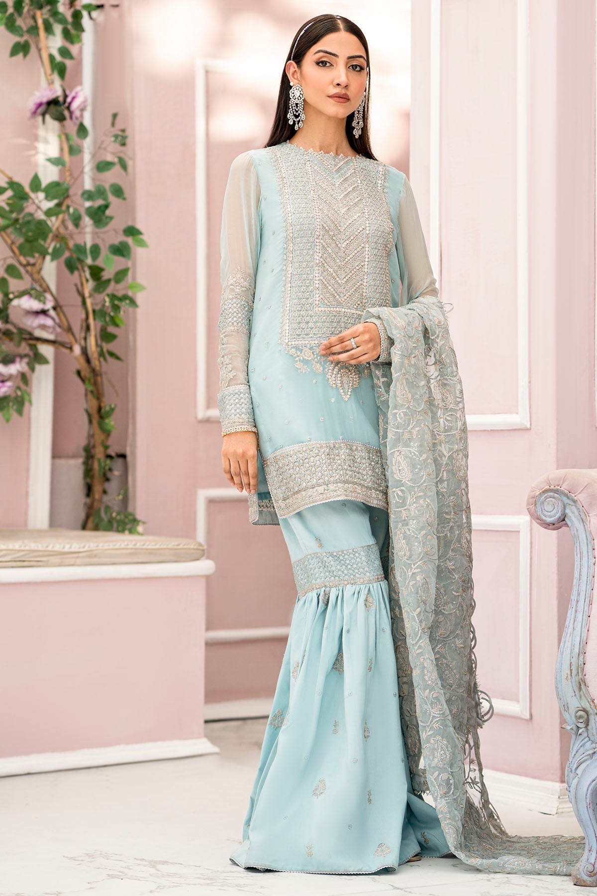 Motifz-4112-ZEL EMBROIDERED BEMBERG CHIFFON - House Of Hania