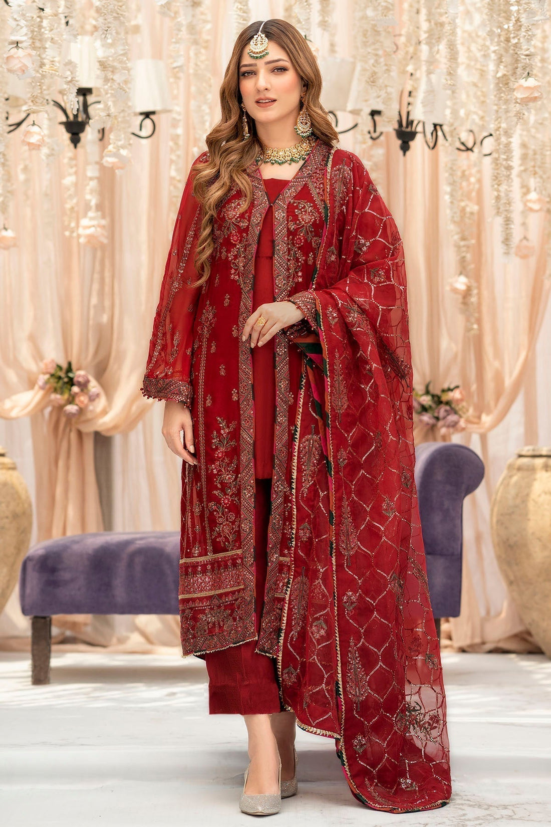 Motifz-4116-YAREN EMBROIDERED BEMBERG CHIFFON - House Of Hania