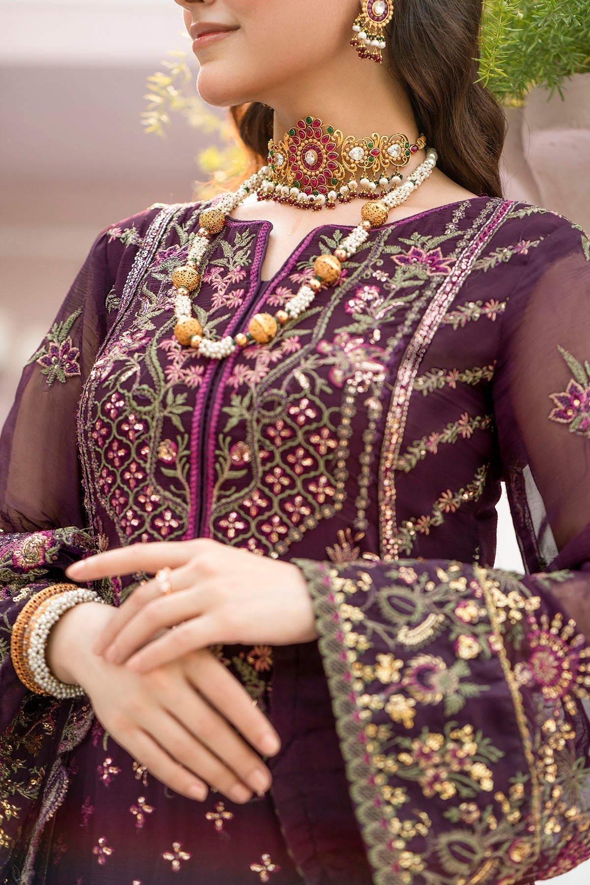 Motifz-4118-CLAUDIA EMBROIDERED BEMBERG CHIFFON - House Of Hania