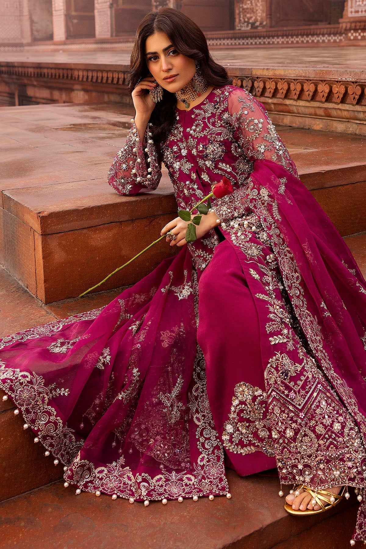 Motifz | Bridal Couture | 0013-HEER EMBROIDERED ORGANZA STITCHED - House Of Hania