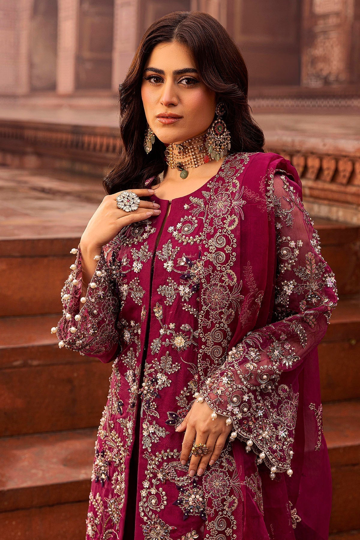 Motifz | Bridal Couture | 0013-HEER EMBROIDERED ORGANZA STITCHED - House Of Hania