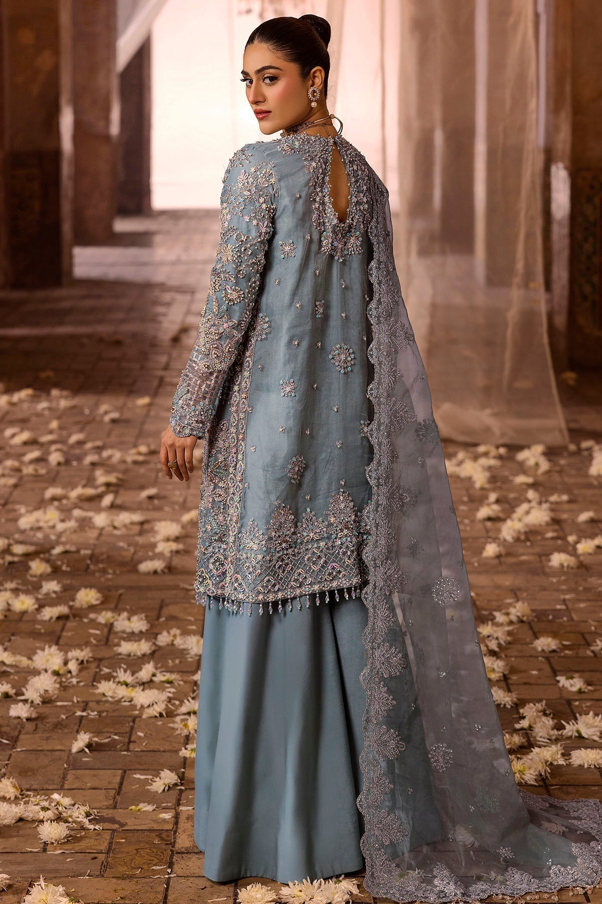 Motifz | Bridal Couture | 0014-FIROZEH EMBROIDERED ORGANZA STITCHED - House Of Hania