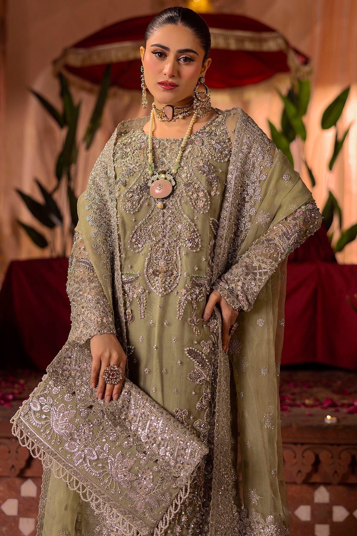 Motifz | Bridal Couture | 0016-MEERAZ EMBROIDERED ORGANZA STITCHED - House Of Hania