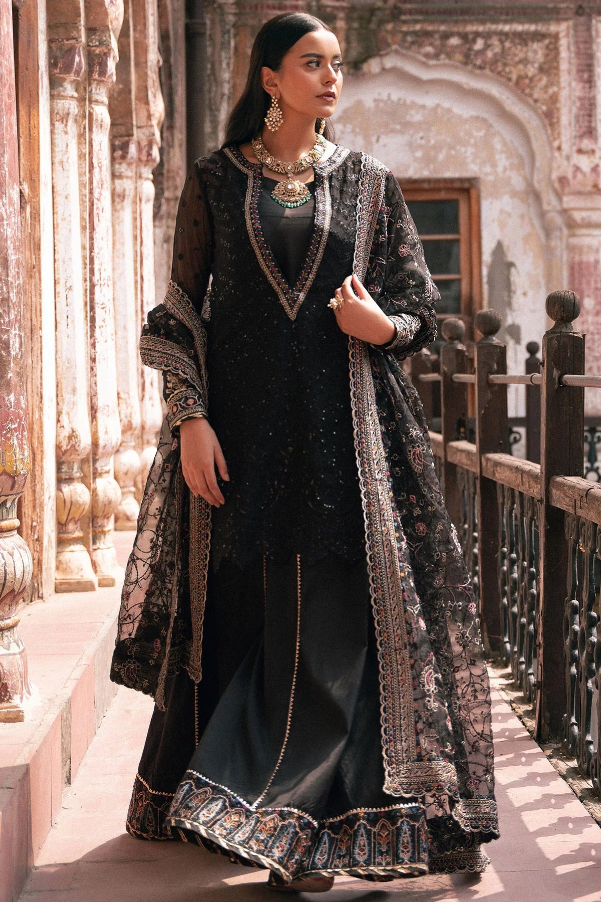 Motifz | EMBROIDERED CRINKLE CHIFFON | 4816-GAZALA - House Of Hania