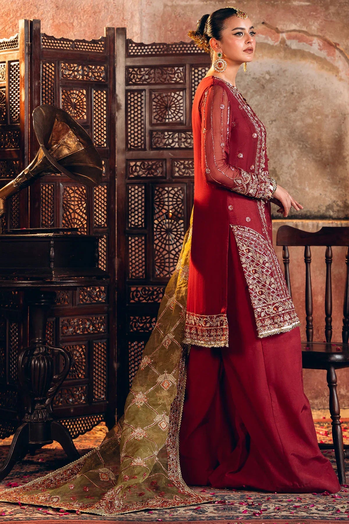 Motifz | EMBROIDERED CRINKLE CHIFFON | 4817-TABEER - House Of Hania
